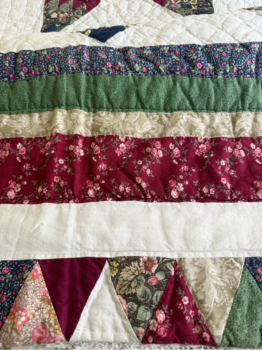 Vtg FLAWS As Is Peking Handicraft Full/Queen Broken Star Patchwork Quilt Farmhou